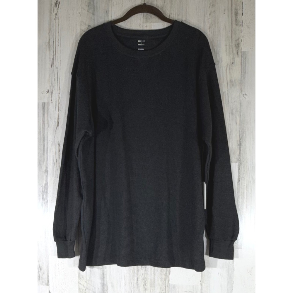 Bowery & Broome Thermal Shirt XL Charcoal Gray Waffle Knit Long Sleeve New